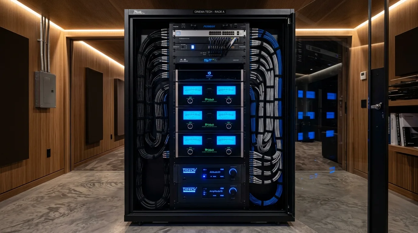 Profesyonel AV rack kabineti ve amfiler