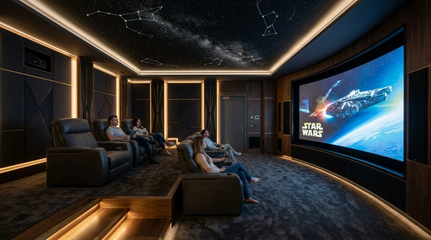 Lüks villa ev sinema odası tasarımı