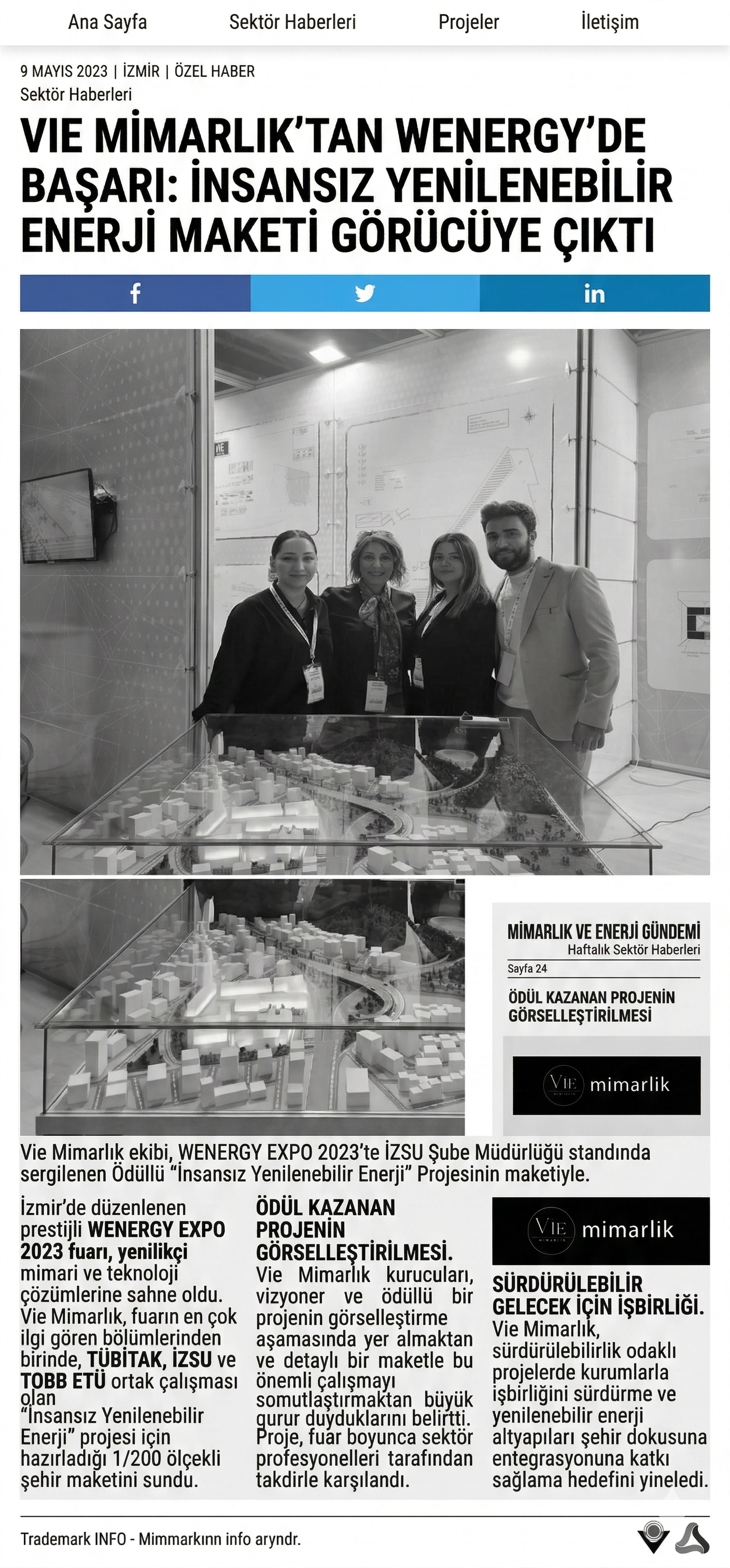 Vie Mimarlık TÜBİTAK İZSU Projesi